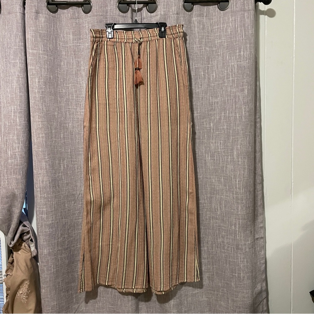 Lovestitch Multicolor Striped Women's Wide Leg Lightweight Pants, L